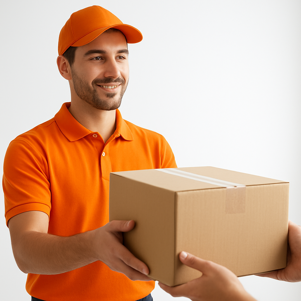 Courier delivering a package